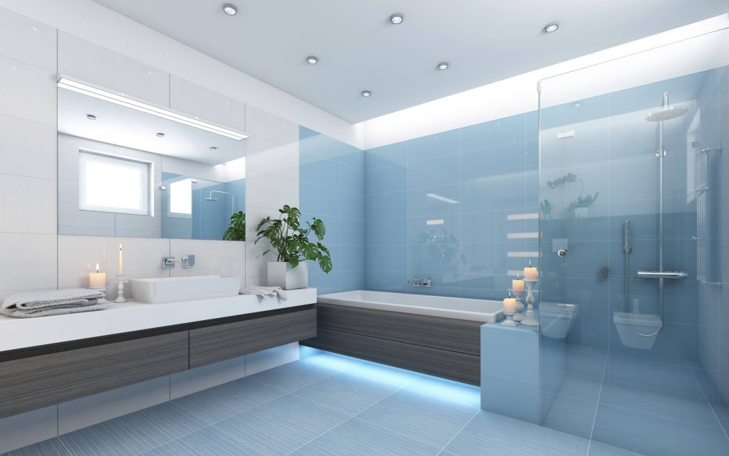 Bright Modern Bathroom In Blue